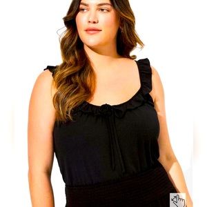 NWT Crinkle Gauze Ruffle Tie Front Tank